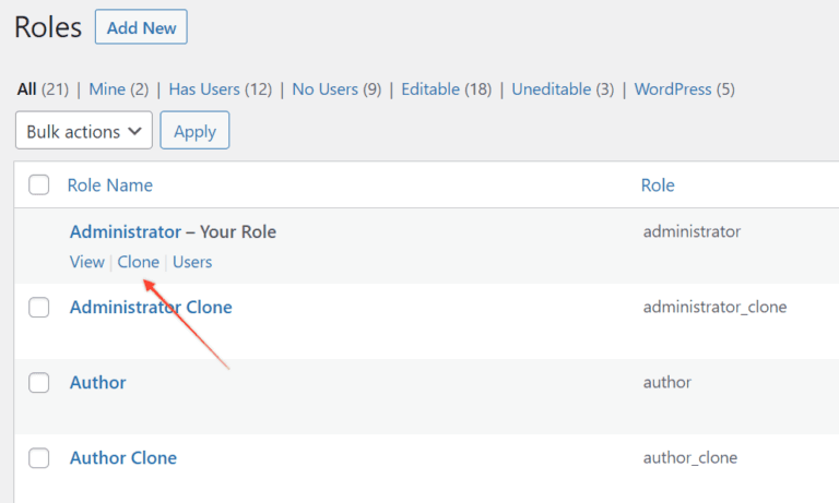 Clone role link